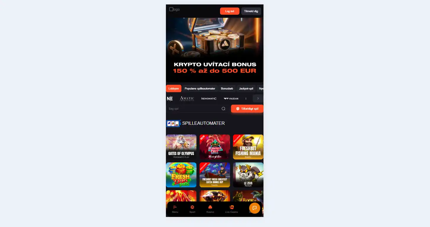 Freshbet app og mobilcasino – browser på iPhone og Android