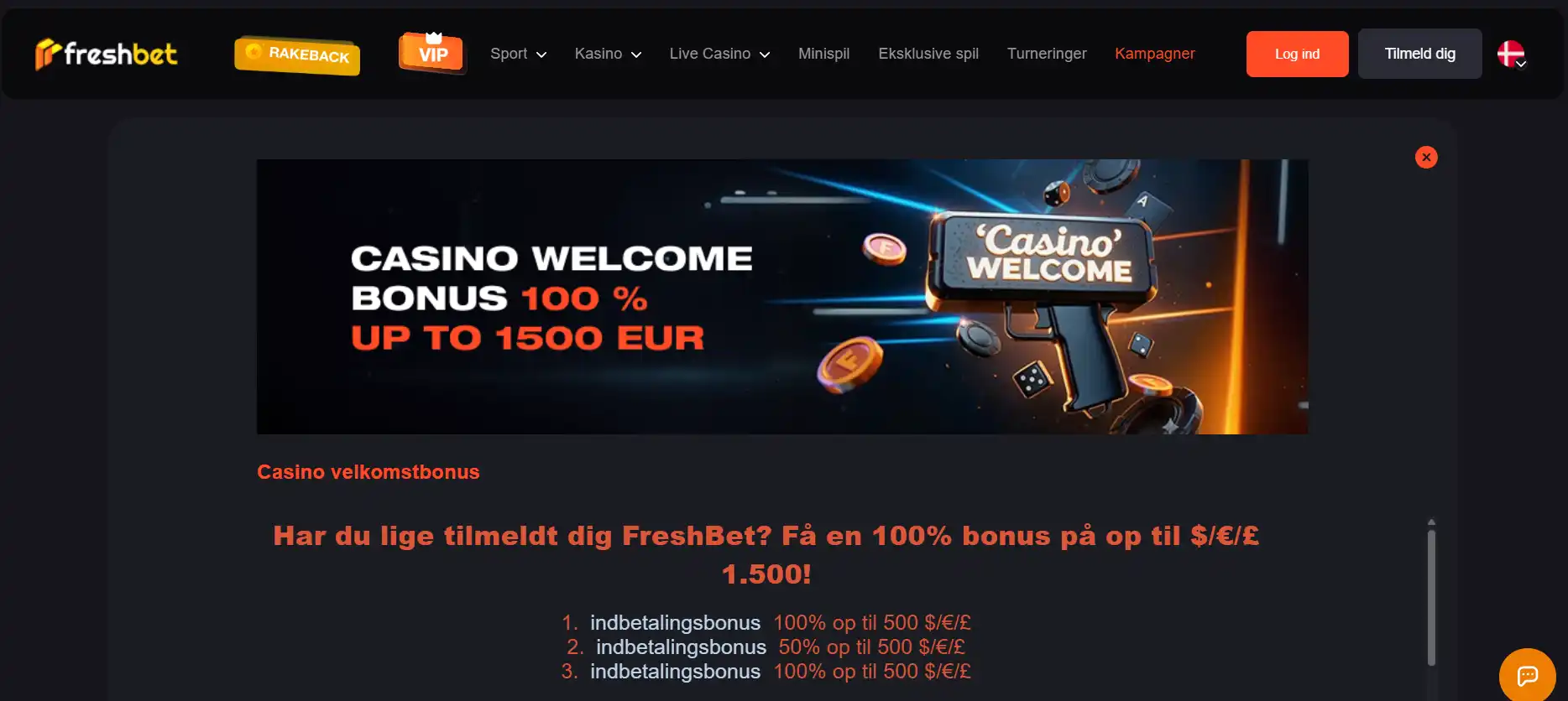 Freshbet bonus – velkomsttilbud og vilkår der skal kontrolleres